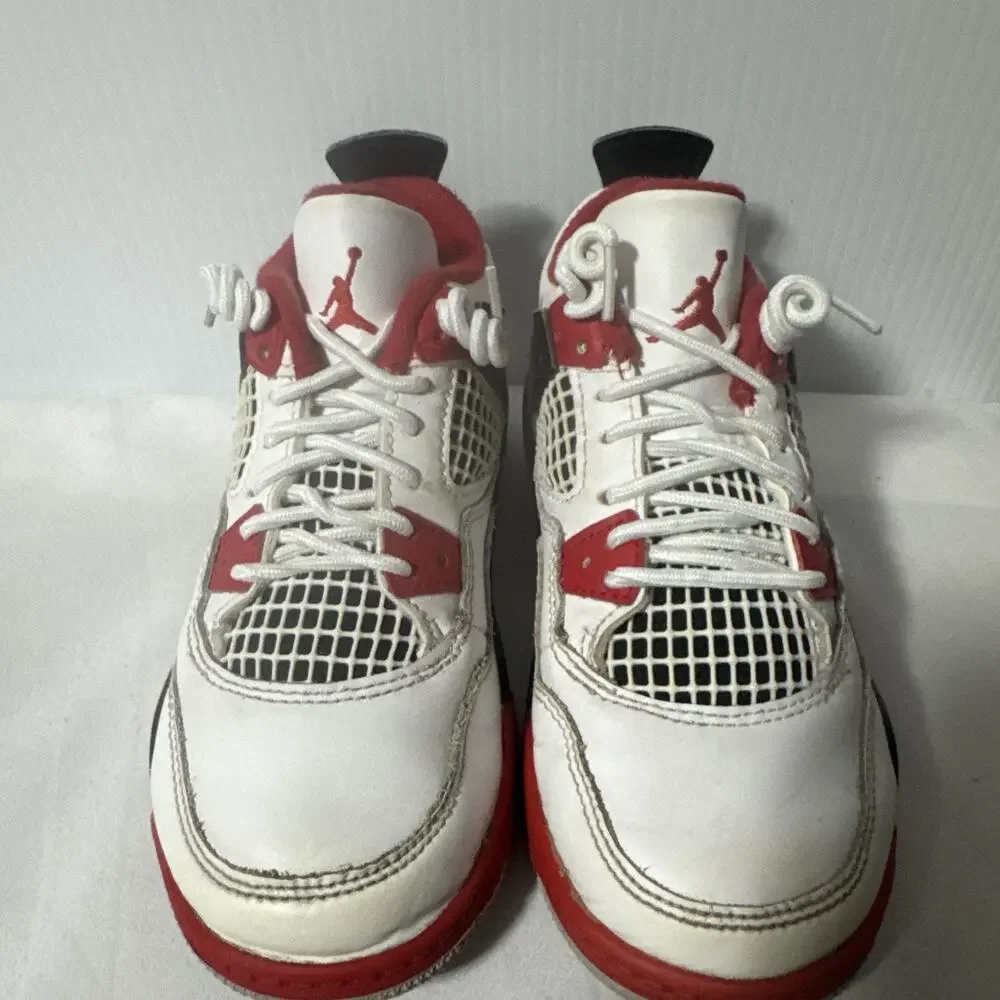 Nike Air Jordan 4 Retro OG Fire Red PS Size 12C White Black BQ7669-160 Kids